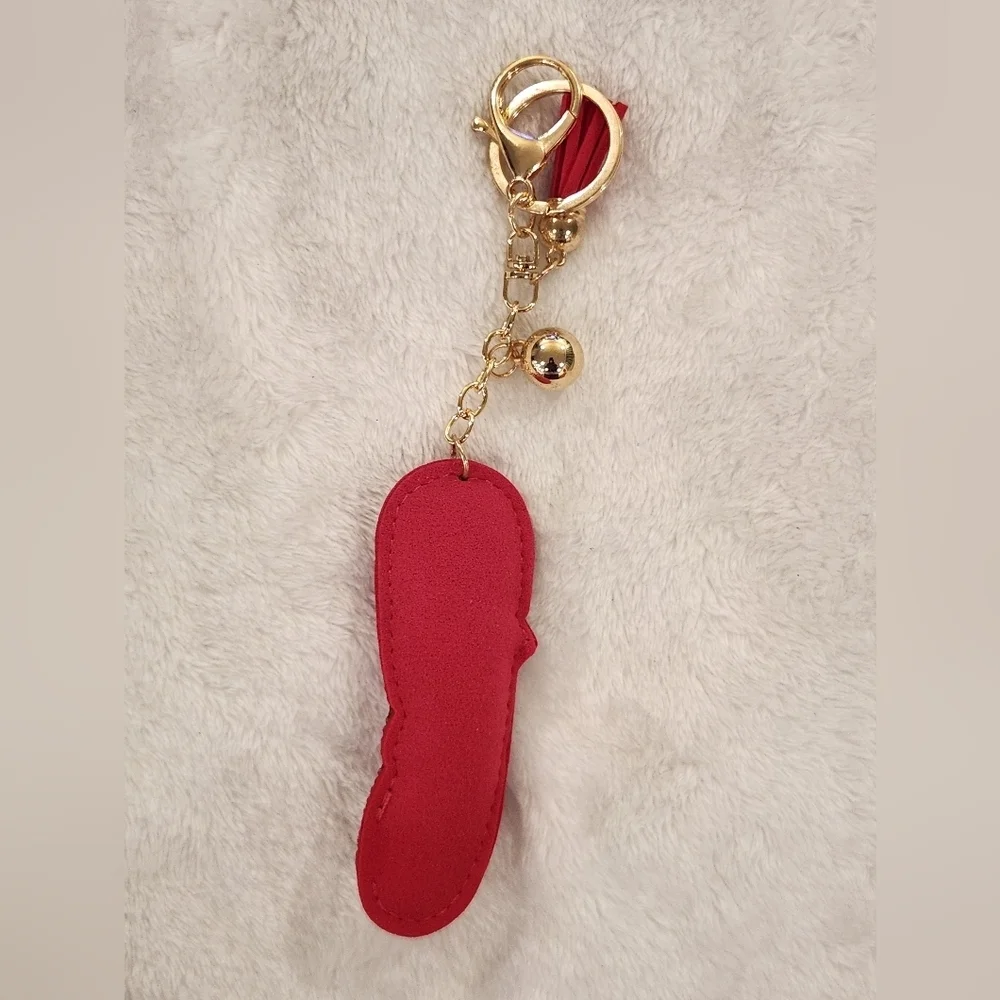 Red Rhinestone Flip Flop Keychain Bag Charm